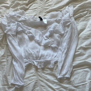 H&M White Ruffled Blouse